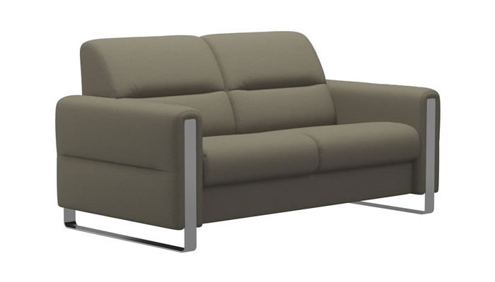 Stressless Fiona 2 Seater Sofa Wooden Arm in Calido Olive Fabric
